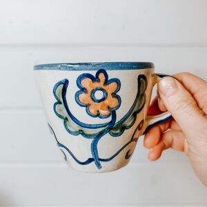 Vintage Floral Stoneware Coffee Mug